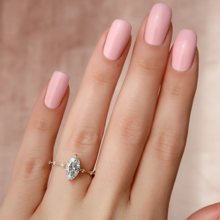 The Hidden Halo Morgan Marquise Lab Diamond Moissanite Engagement Ring *Shown with 1.5 ct #material_gold