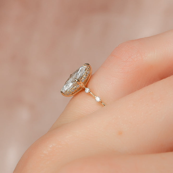The Hidden Halo Morgan Marquise Lab Diamond Moissanite Engagement Ring *Shown with 1.5 ct #material_gold