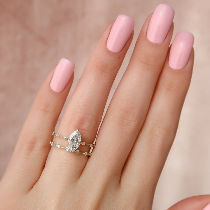 The Hidden Halo Morgan Marquise Lab Diamond Moissanite Engagement Ring *Shown with 1.5 ct #material_gold
