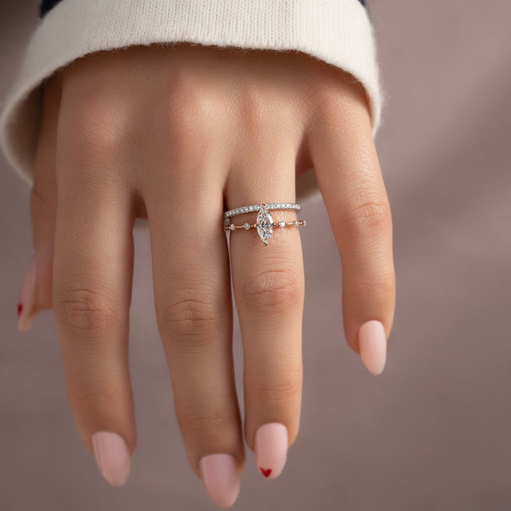 The Hidden Halo Morgan Marquise Lab Diamond Moissanite Engagement Ring *Shown with 0.5 ct #material_rose
