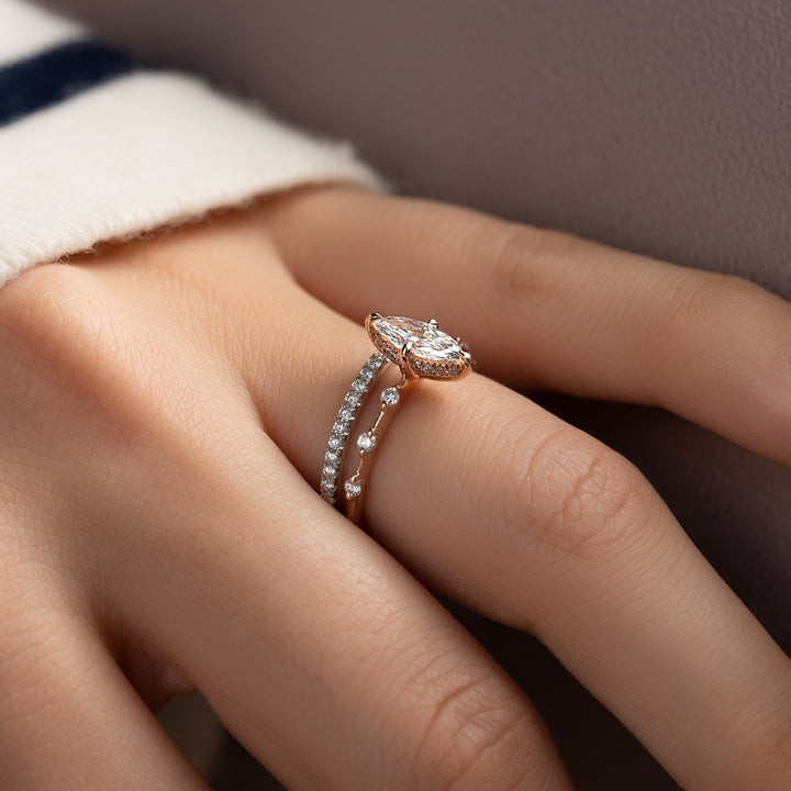 The Hidden Halo Morgan Marquise Lab Diamond Moissanite Engagement Ring *Shown with 0.5 ct #material_rose