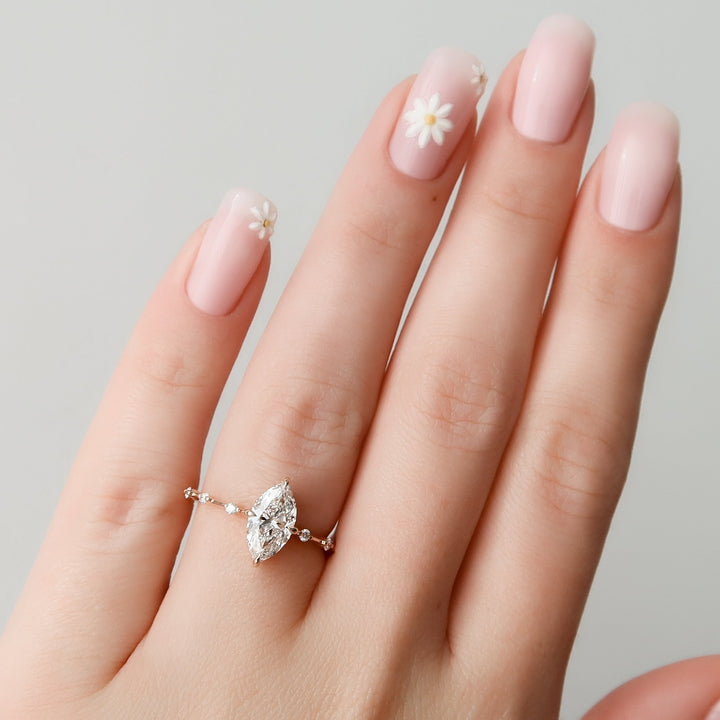The Hidden Halo Morgan Marquise Lab Diamond Moissanite Engagement Ring *Shown with 1 ct #material_rose