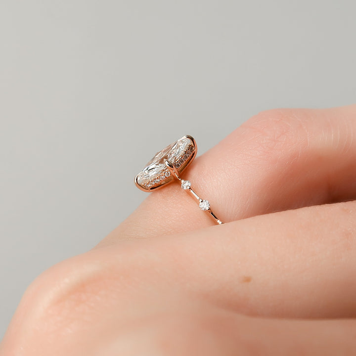 The Hidden Halo Morgan Marquise Lab Diamond Moissanite Engagement Ring *Shown with 1 ct #material_rose