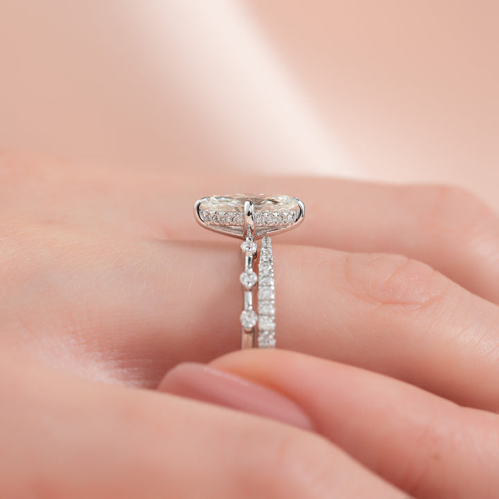 The Hidden Halo Morgan Marquise Lab Diamond Moissanite Engagement Ring *Shown with 1 ct #material_white