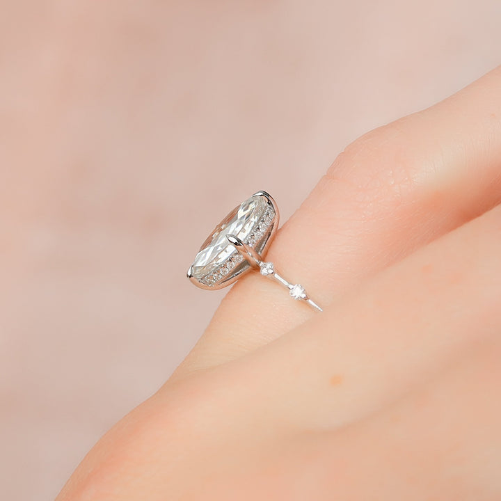 The Hidden Halo Morgan Marquise Lab Diamond Moissanite Engagement Ring *Shown with 1.5 ct #material_white