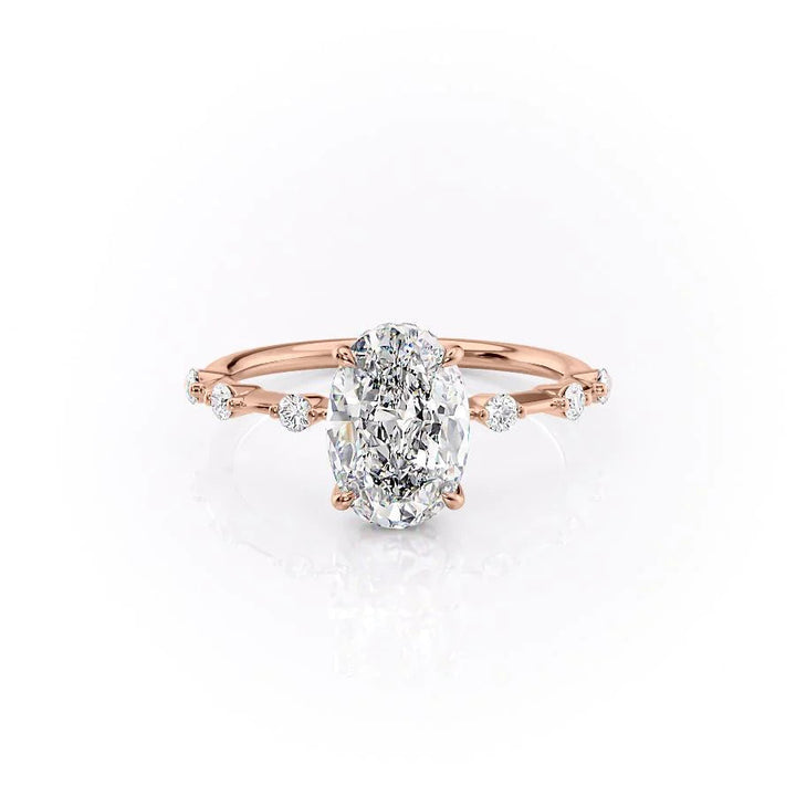 The Hidden Halo Morgan Set With Oval Side Stone Lab Diamond 1 Carat 14K Rose#material_14k-rose