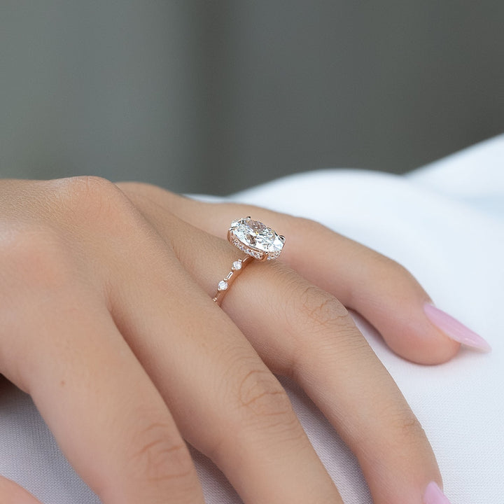 The Hidden Halo Morgan Set With Oval Side Stone Lab Diamond 2.5 Carat 14K Rose#material_14k-rose