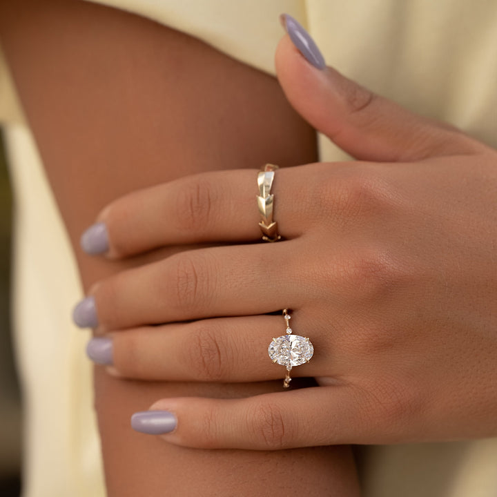 The Hidden Halo Morgan Oval Lab Diamond Moissanite Engagement Ring *Shown with 3 ct #material_gold