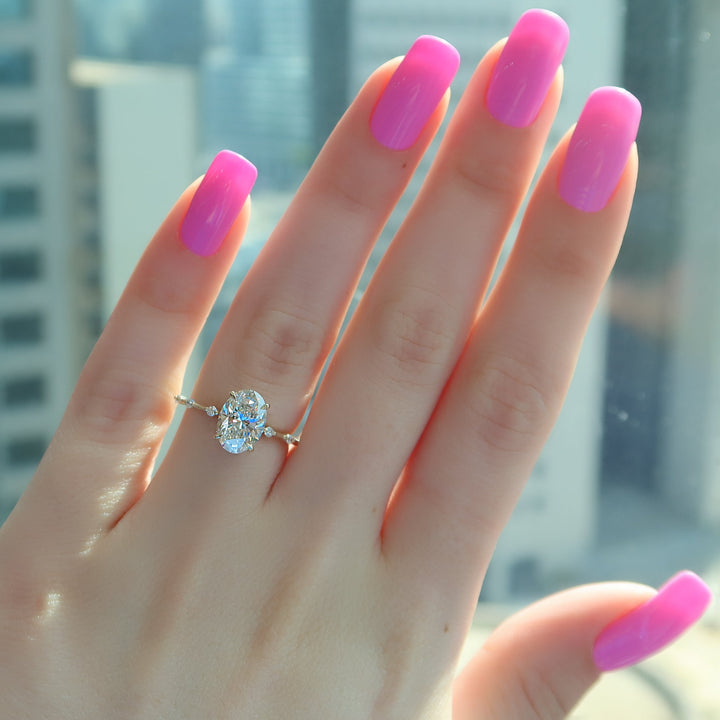 The Hidden Halo Morgan Oval Lab Diamond Moissanite Engagement Ring *Shown with 2 ct #material_gold