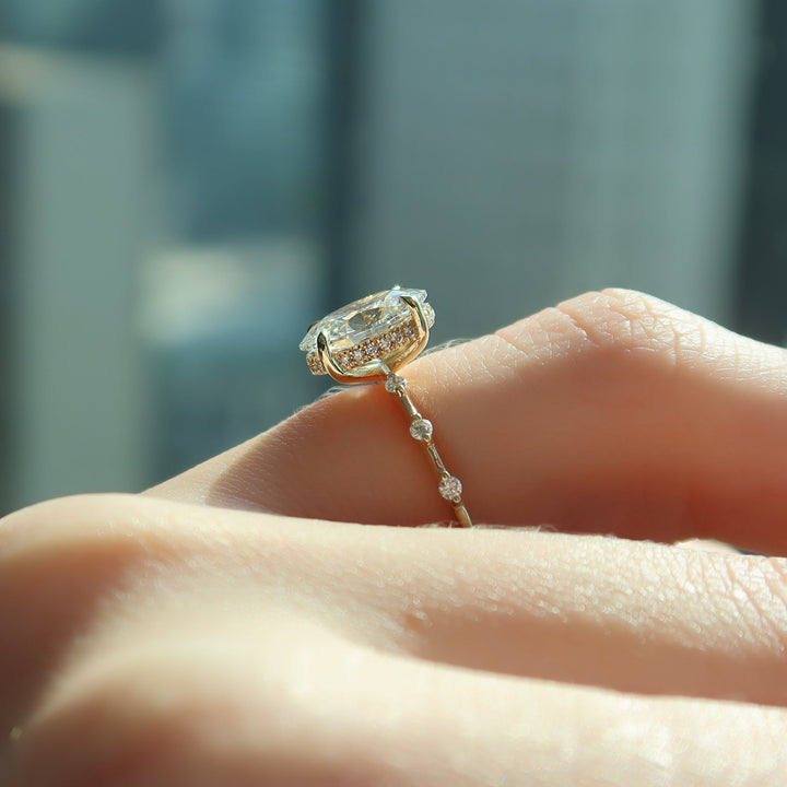 The Hidden Halo Morgan Oval Lab Diamond Moissanite Engagement Ring *Shown with 2 ct #material_gold