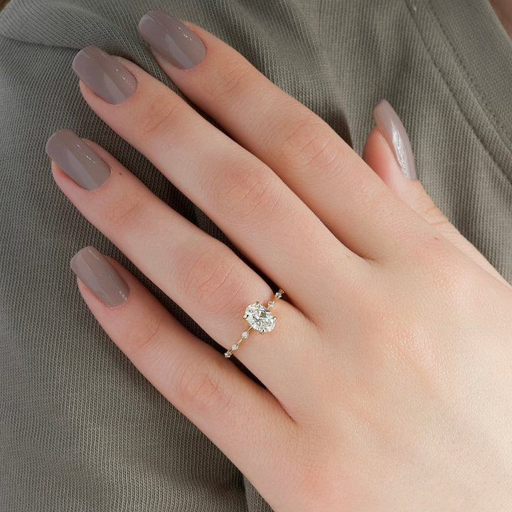 The Hidden Halo Morgan Oval Lab Diamond Moissanite Engagement Ring *Shown with 1 ct #material_gold