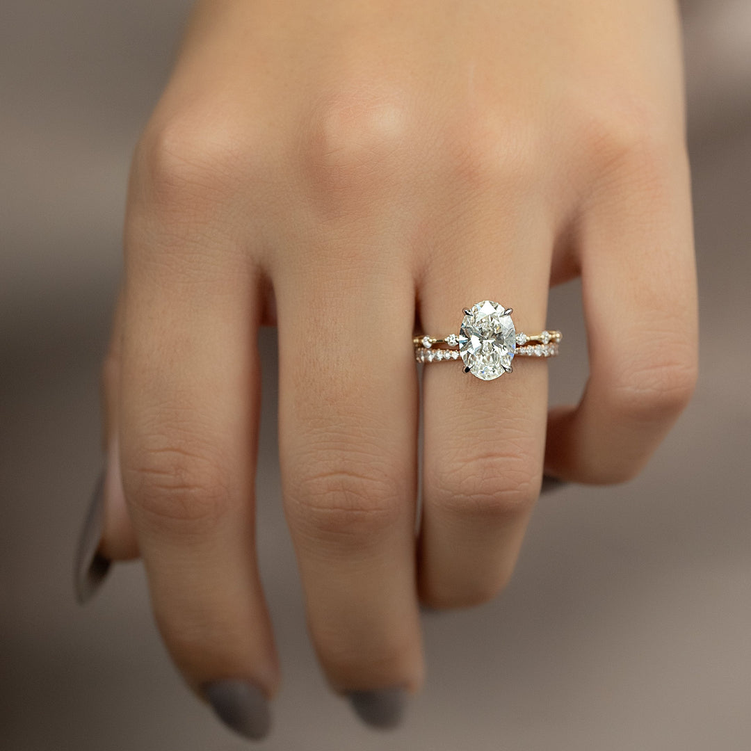 The Hidden Halo Morgan Oval Lab Diamond Moissanite Engagement Ring