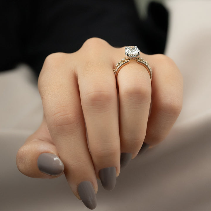 The Hidden Halo Morgan Oval Lab Diamond Moissanite Engagement Ring *Shown with 2.5 ct #material_gold