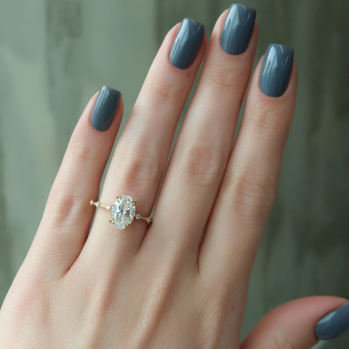 The Hidden Halo Morgan Oval Lab Diamond Moissanite Engagement Ring *Shown with 2.5 ct #material_gold