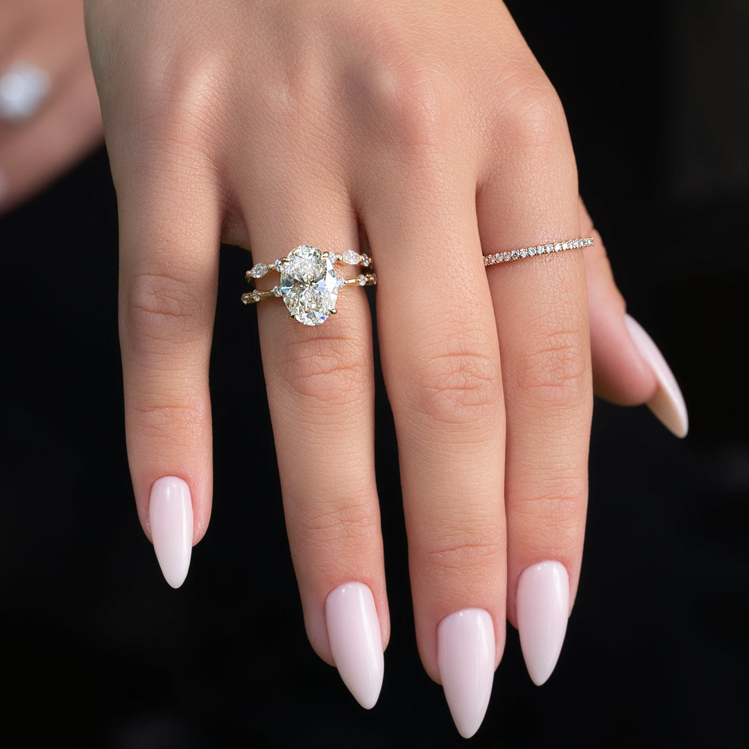 The Hidden Halo Morgan Oval Lab Diamond Moissanite Engagement Ring