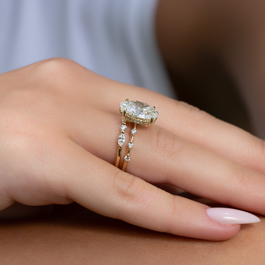 The Hidden Halo Morgan Oval Lab Diamond Moissanite Engagement Ring