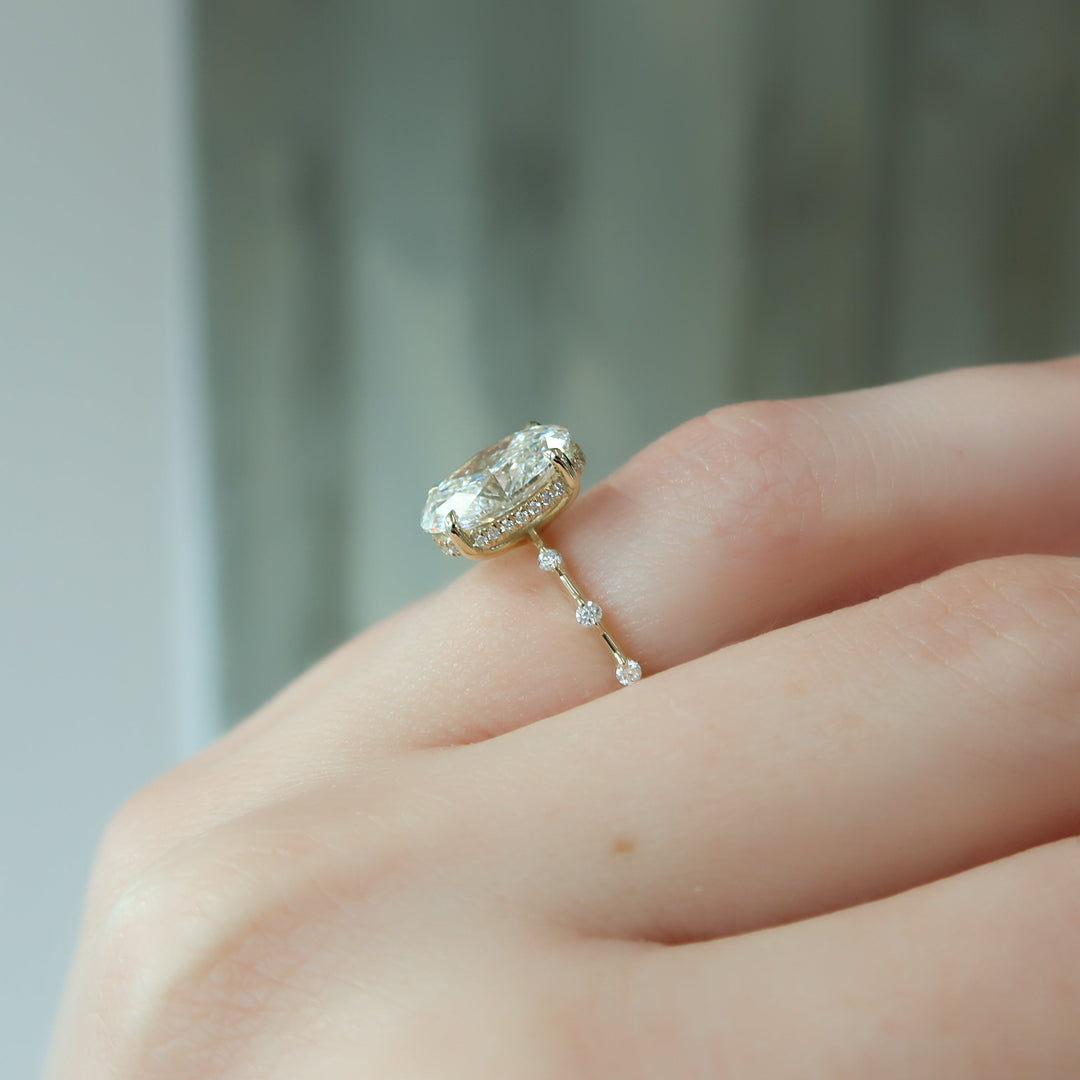 The Hidden Halo Morgan Oval Lab Diamond Moissanite Engagement Ring
