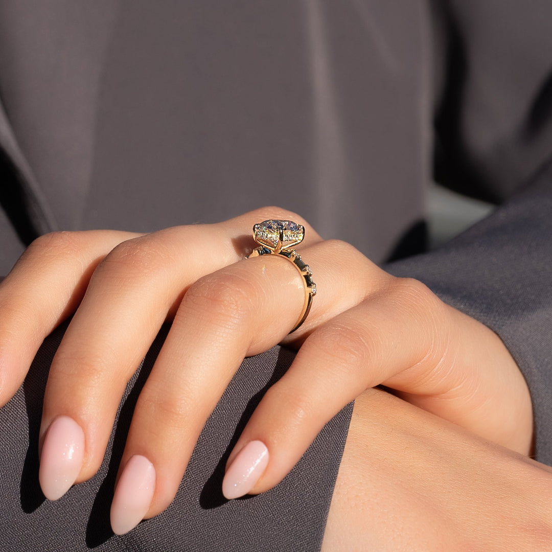 The Hidden Halo Morgan Oval Lab Diamond Moissanite Engagement Ring