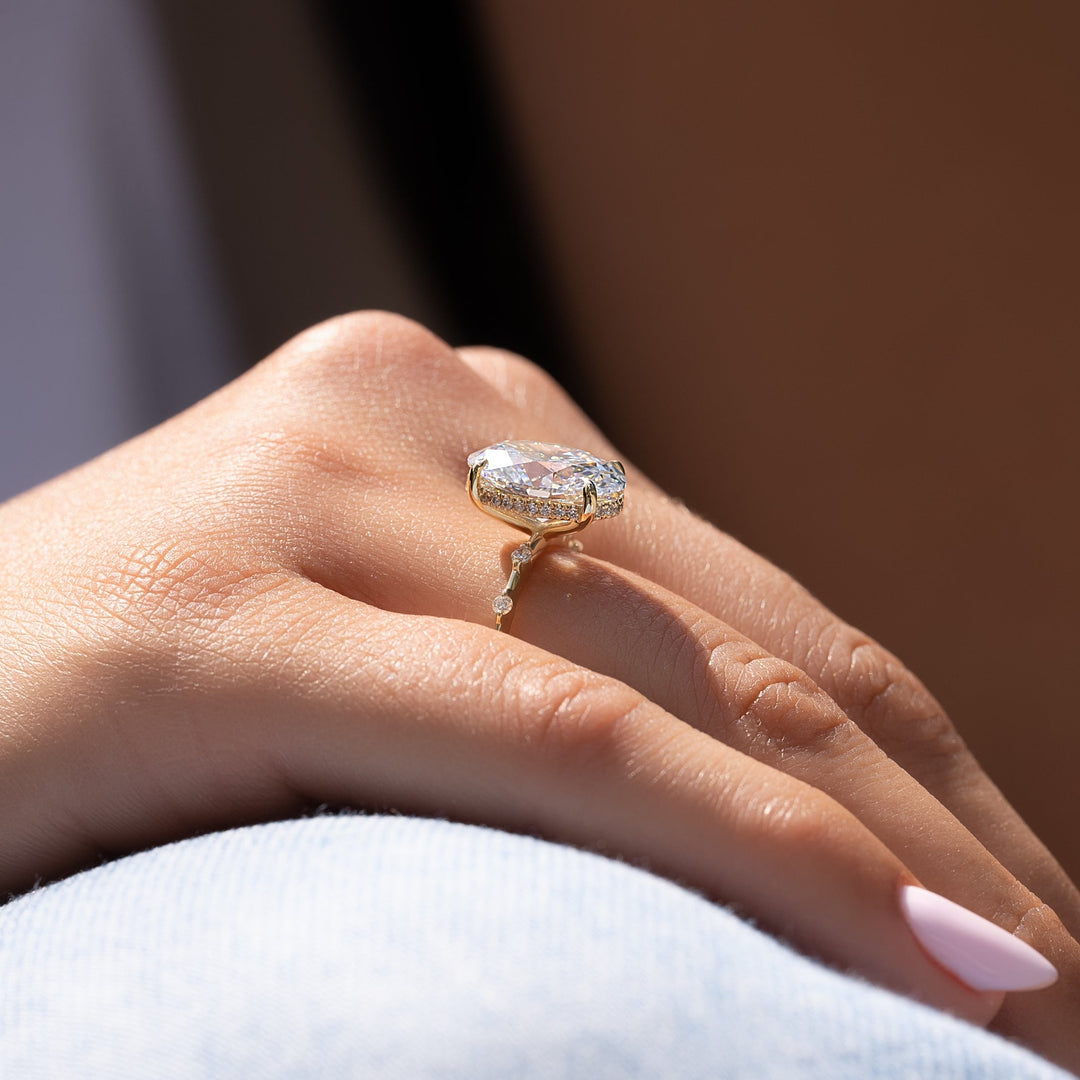 The Hidden Halo Morgan Oval Lab Diamond Moissanite Engagement Ring