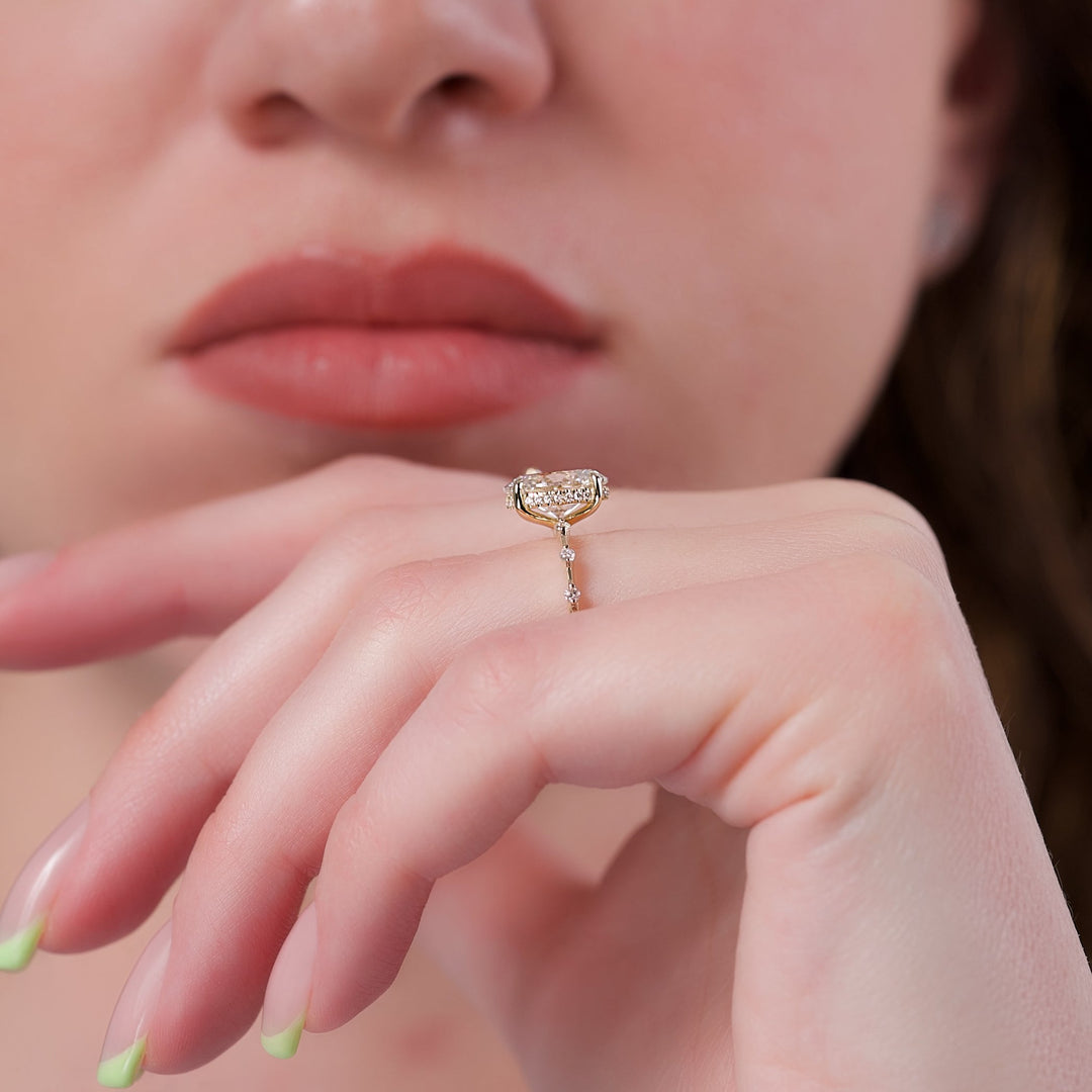 The Hidden Halo Morgan Oval Lab Diamond Moissanite Engagement Ring