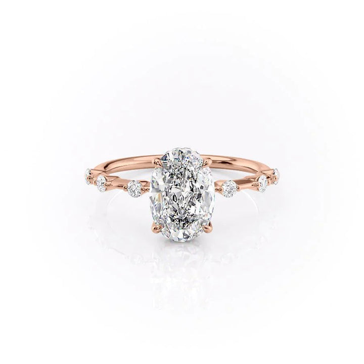 The Hidden Halo Morgan Set With Oval Side Stone Lab Diamond 1 Carat 14K Rose#material_rose