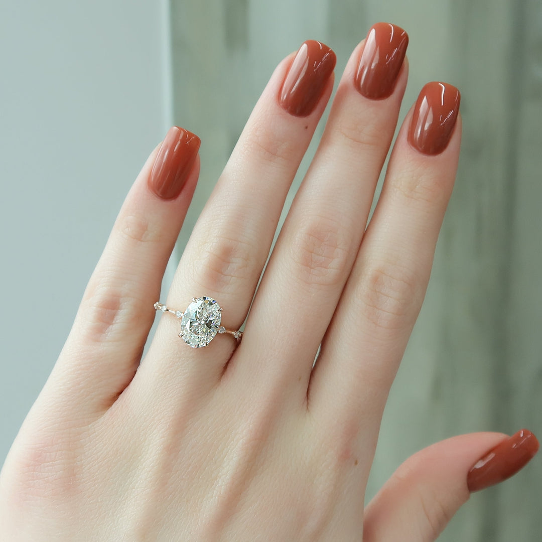 The Hidden Halo Morgan Oval Lab Diamond Moissanite Engagement Ring