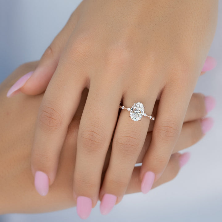 The Hidden Halo Morgan Oval Lab Diamond Moissanite Engagement Ring *Shown with 2 ct #material_rose