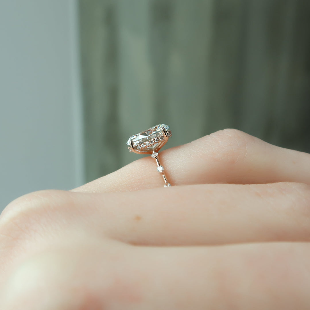 The Hidden Halo Morgan Oval Lab Diamond Moissanite Engagement Ring