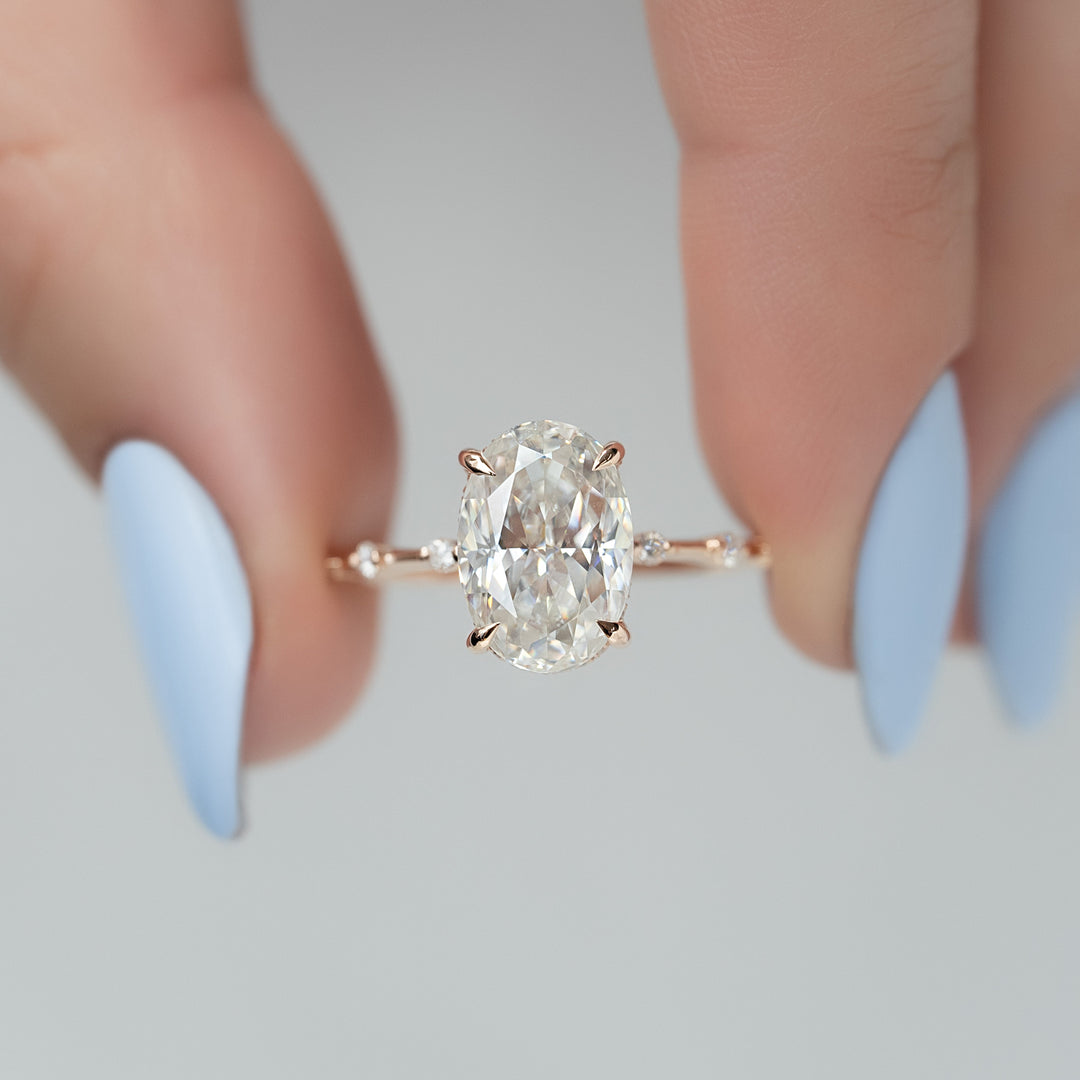 The Hidden Halo Morgan Oval Lab Diamond Moissanite Engagement Ring