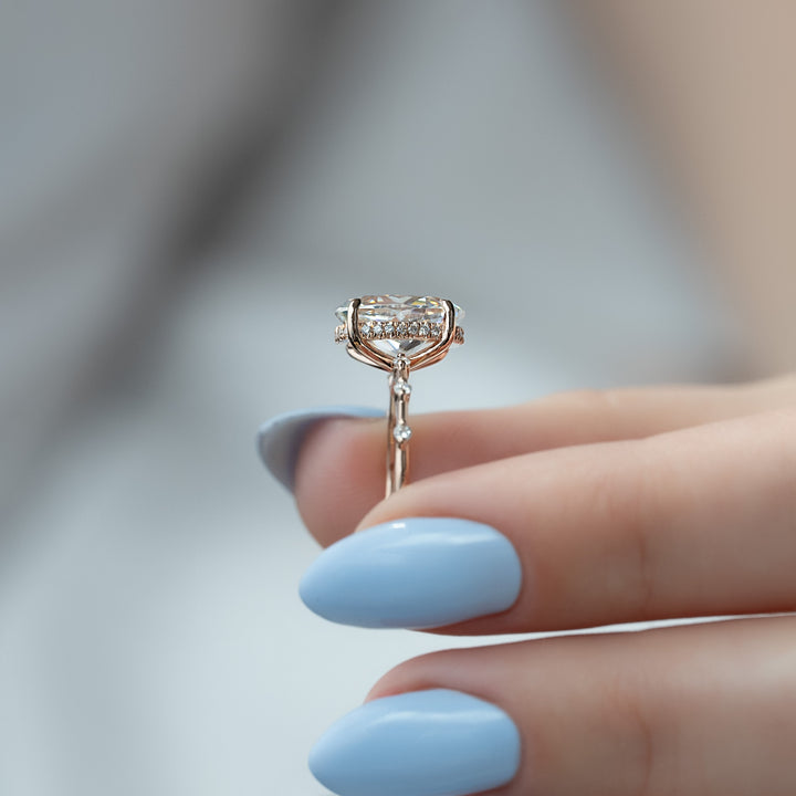 The Hidden Halo Morgan Oval Lab Diamond Moissanite Engagement Ring *Shown with 3 ct #material_rose