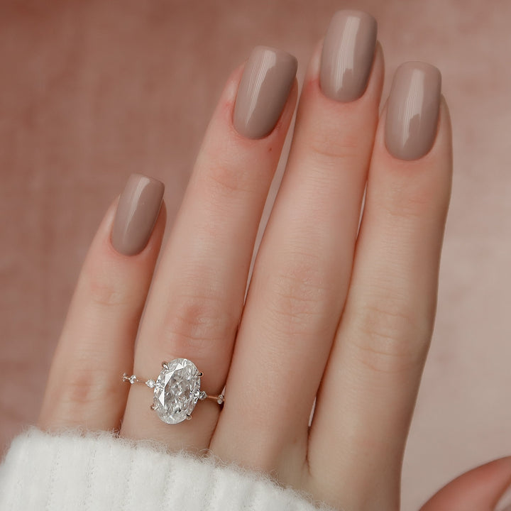 The Hidden Halo Morgan Oval Lab Diamond Moissanite Engagement Ring *Shown with 3.5 ct #material_rose