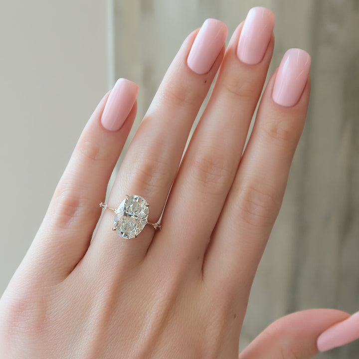 The Hidden Halo Morgan Oval Lab Diamond Moissanite Engagement Ring *Shown with 5 ct #material_rose