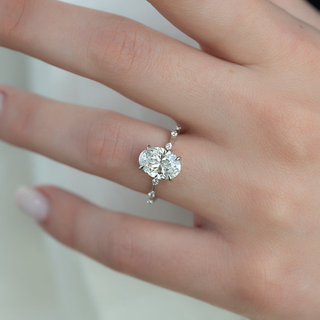 The Hidden Halo Morgan Oval Lab Diamond Moissanite Engagement Ring