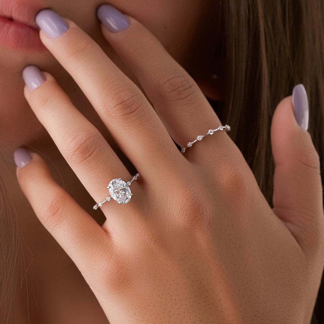 The Hidden Halo Morgan Oval Lab Diamond Moissanite Engagement Ring