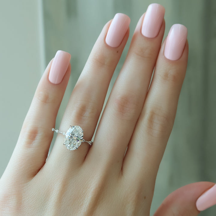 The Hidden Halo Morgan Oval Lab Diamond Moissanite Engagement Ring *Shown with 3.5 ct #material_white