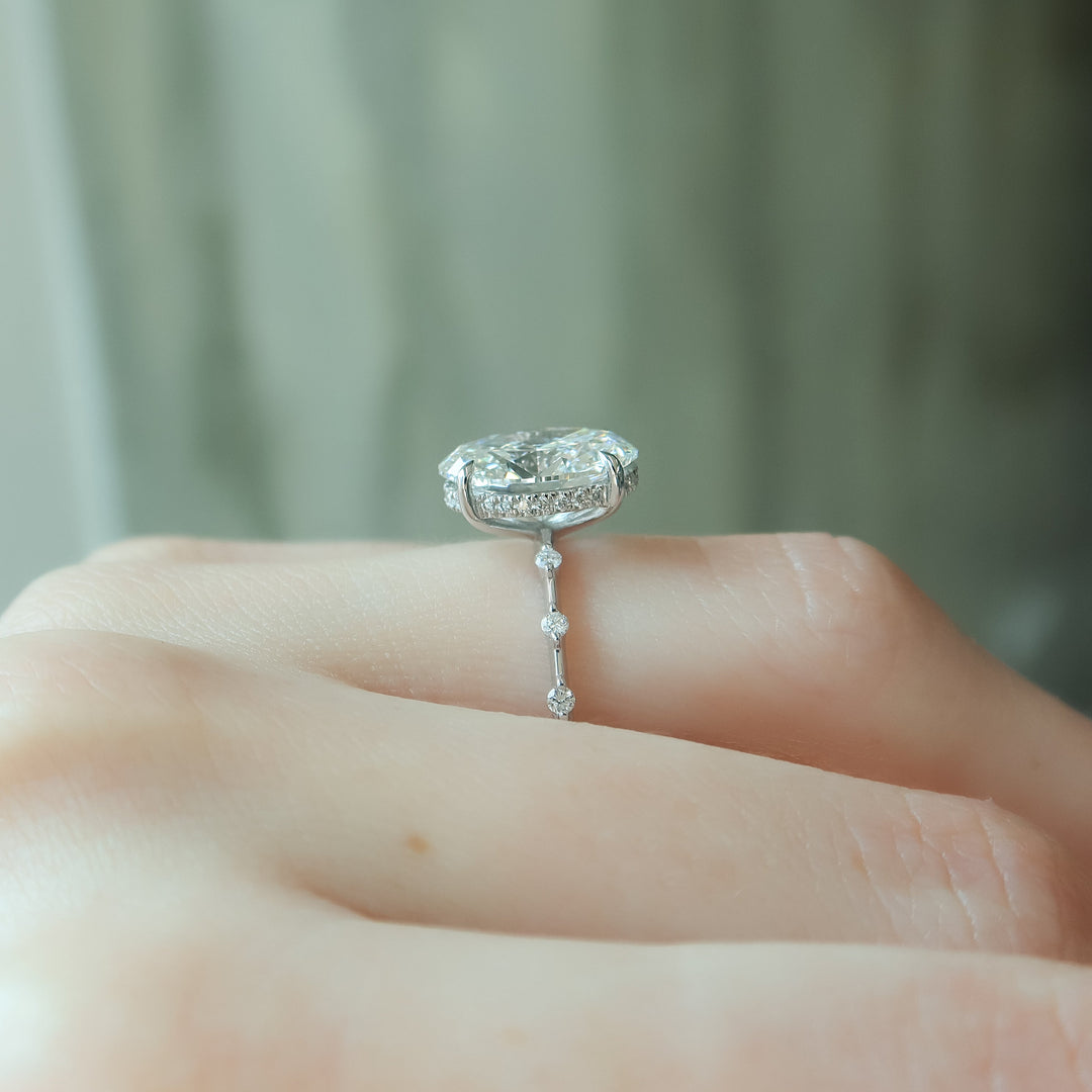 The Hidden Halo Morgan Oval Lab Diamond Moissanite Engagement Ring