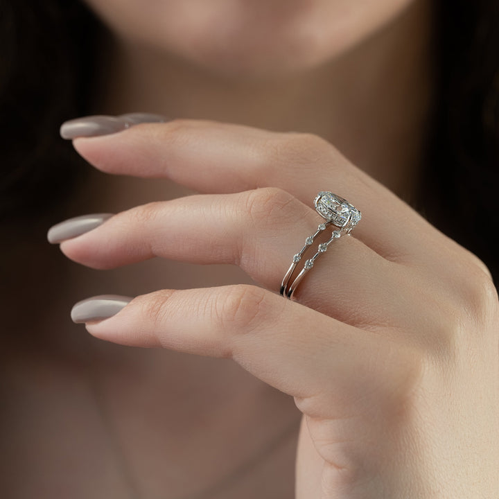 The Hidden Halo Morgan Oval Lab Diamond Moissanite Engagement Ring *Shown with 2.5 ct #material_white