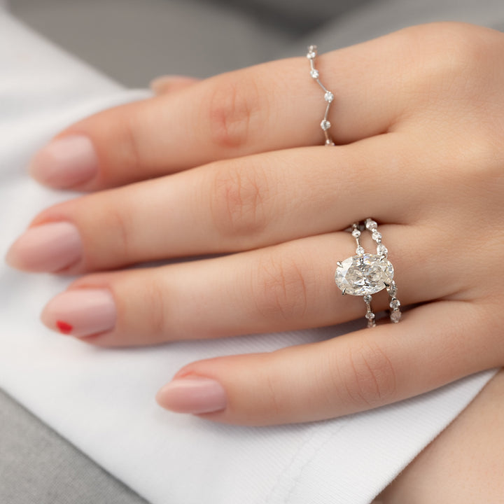 The Hidden Halo Morgan Oval Lab Diamond Moissanite Engagement Ring *Shown with 3 ct #material_white