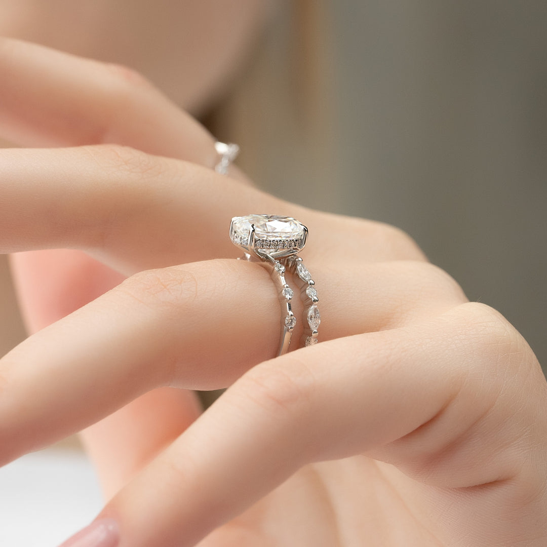 The Hidden Halo Morgan Oval Lab Diamond Moissanite Engagement Ring