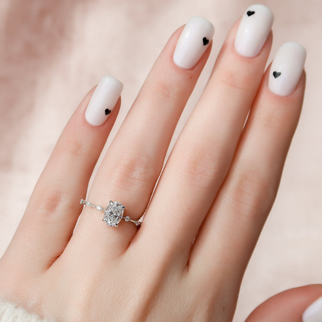 The Hidden Halo Morgan Oval Lab Diamond Moissanite Engagement Ring