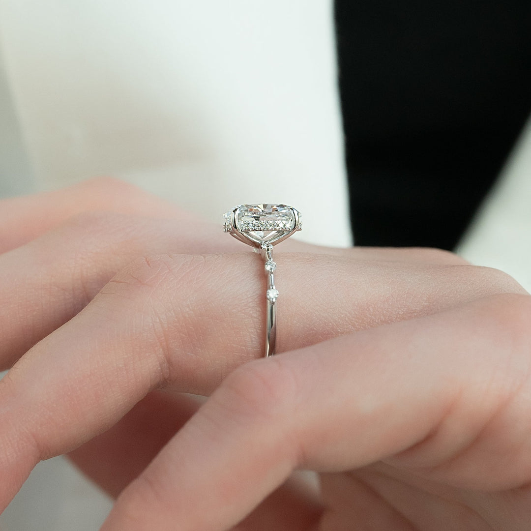 The Hidden Halo Morgan Oval Lab Diamond Moissanite Engagement Ring