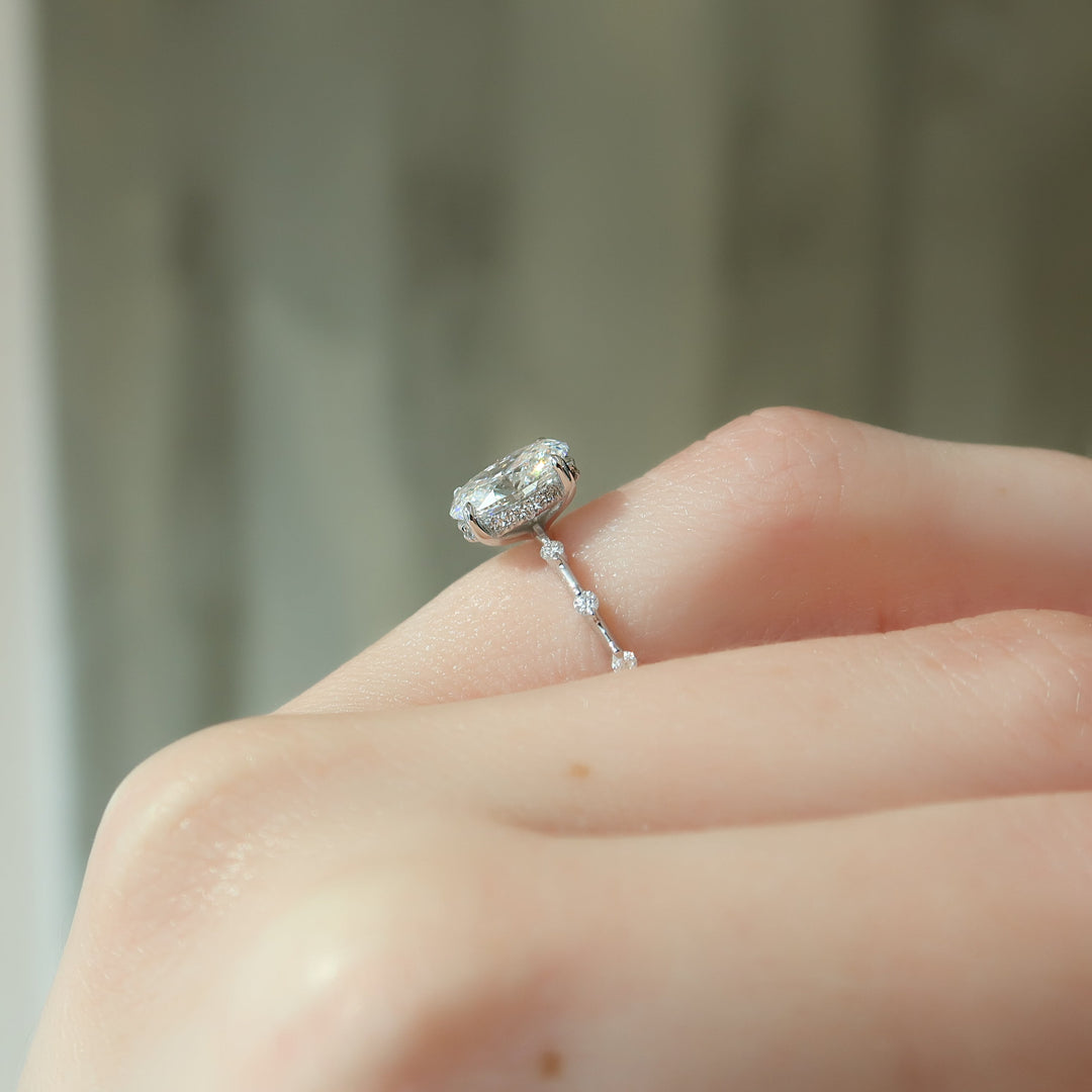 The Hidden Halo Morgan Oval Lab Diamond Moissanite Engagement Ring