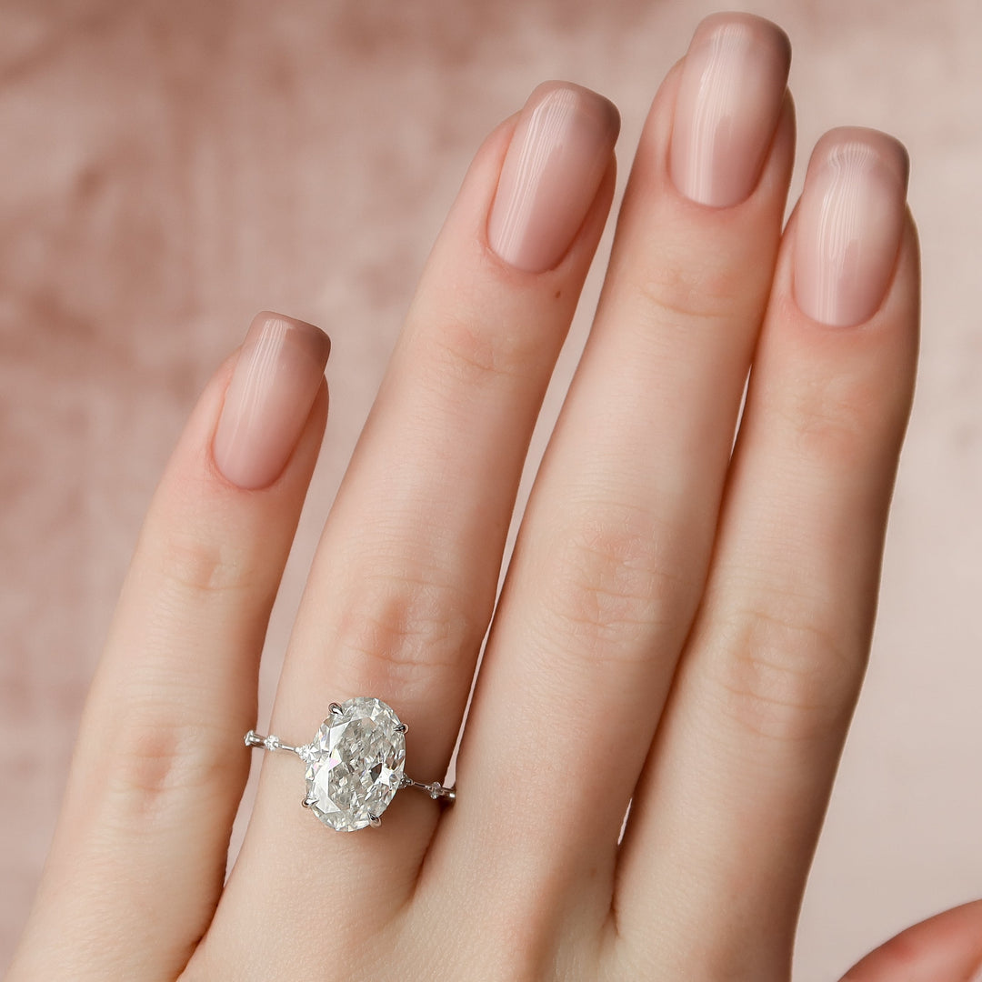 The Hidden Halo Morgan Oval Lab Diamond Moissanite Engagement Ring