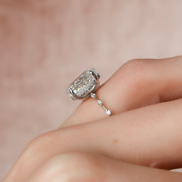 The Hidden Halo Morgan Oval Lab Diamond Moissanite Engagement Ring *Shown with 4 ct #material_white
