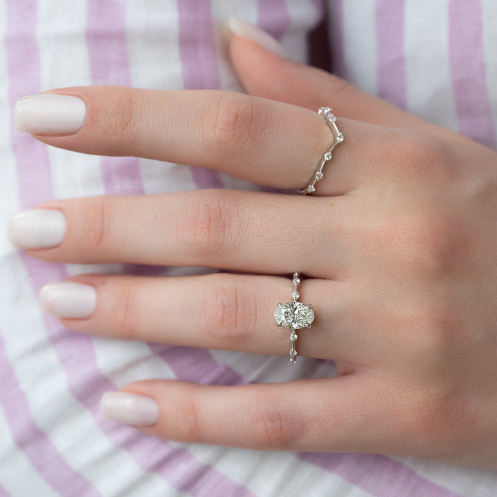 The Hidden Halo Morgan Oval Lab Diamond Moissanite Engagement Ring *Shown with 1.5 ct #material_white