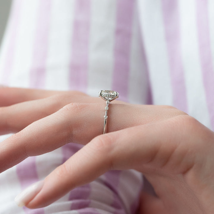 The Hidden Halo Morgan Oval Lab Diamond Moissanite Engagement Ring *Shown with 1.5 ct #material_white