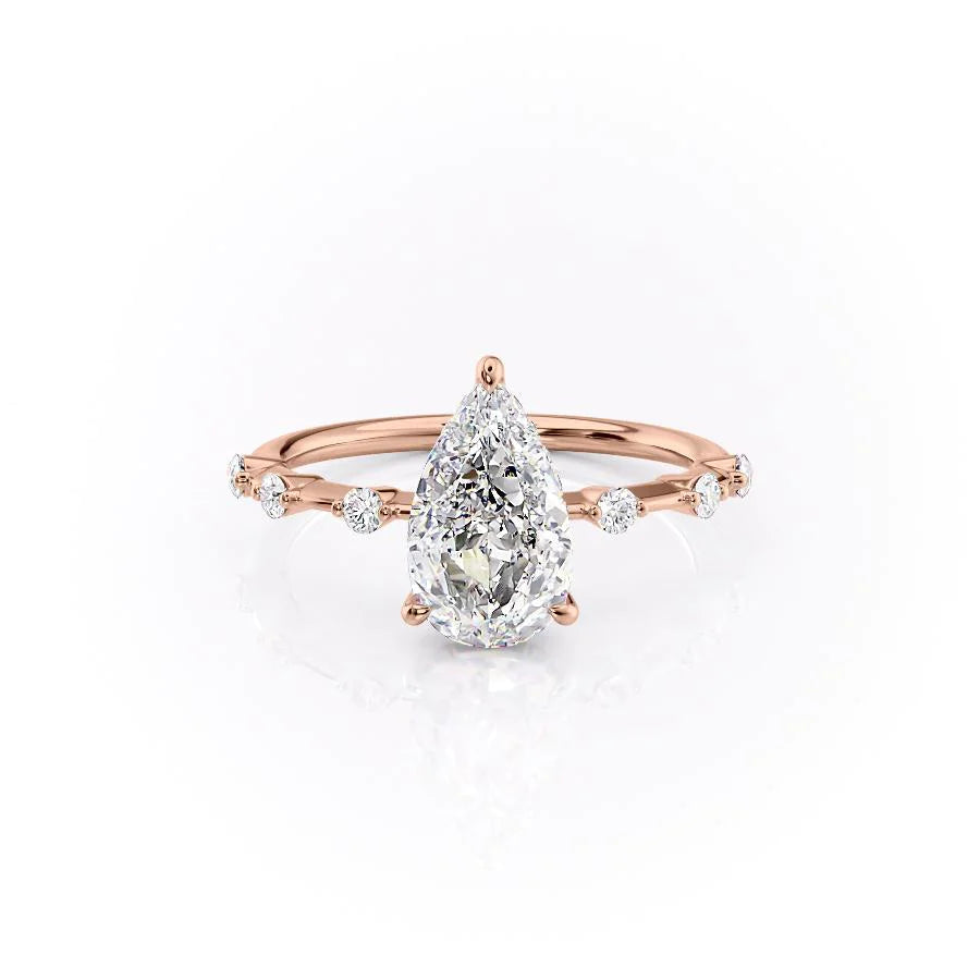 The Hidden Halo Morgan Set With Pear Side Stone Lab Diamond 1 Carat 14K Rose#material_14k-rose