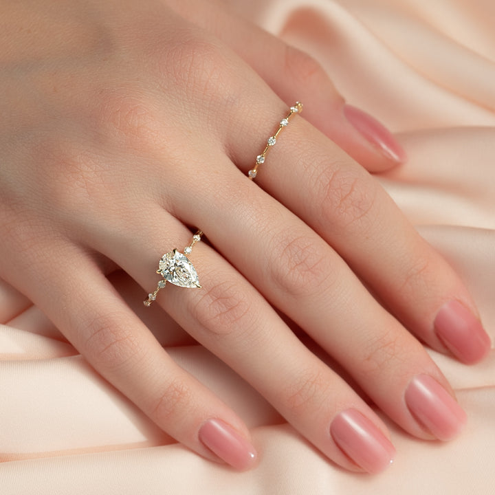 The Hidden Halo Morgan Pear Lab Diamond Moissanite Engagement Ring *Shown with 1.5 ct #material_gold