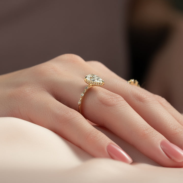The Hidden Halo Morgan Pear Lab Diamond Moissanite Engagement Ring *Shown with 1.5 ct #material_gold