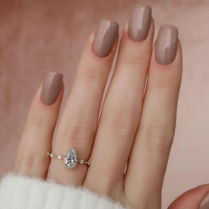 The Hidden Halo Morgan Pear Lab Diamond Moissanite Engagement Ring *Shown with 1 ct #material_gold